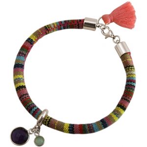 Gemshine - Damen - Armband - 925 Silber - AZTEC - Amethyst - Violett - Türkis