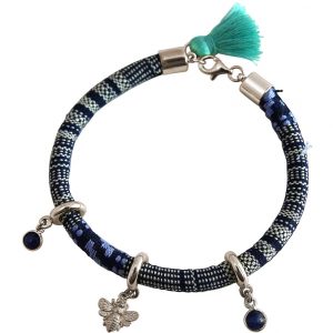 Gemshine - Damen - Armband - 925 Silber - AZTEC - BEE - Biene  - Saphir - Blau
