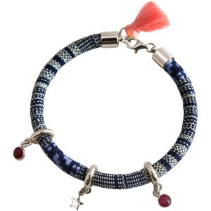 Gemshine - Damen - Armband - 925 Silber - AZTEC - STAR - Stern - Rubin - Rot