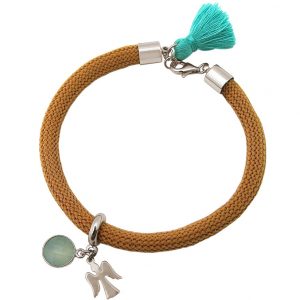 Gemshine - Damen - Armband - 925 Silber - Edelstein - Aqua Chalcedon - Engel - Grün - Braun