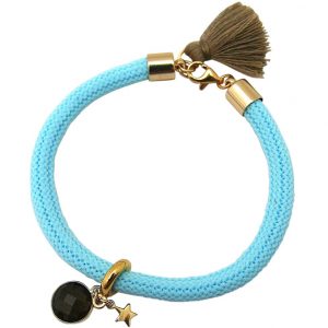 Gemshine - Damen - Armband - 925 Silber - Vergoldet - Edelstein - Rauchquarz - STAR - Stern - Blau - Braun