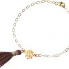 Gemshine - Damen - Armband - 925 Silber - Vergoldet - Lotus Blume - Quaste - Rose - YOGA - 4 cm