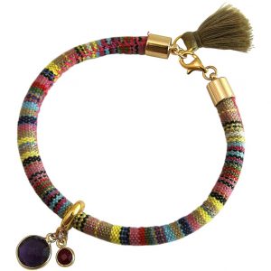 Gemshine - Damen - Armband - 925 Silber Vergoldet - AZTEC - Amethyst - Rubin - Violett - Rot