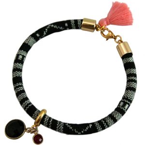 Gemshine - Damen - Armband - 925 Silber Vergoldet - AZTEC - Rauchquarz - Rubin - Rot - Rosa