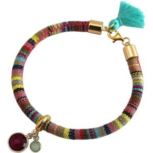 Gemshine - Damen - Armband - 925 Silber Vergoldet - AZTEC - Rubin - Chalcedon - Rot - Meeresgrün