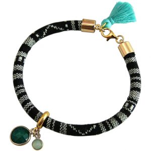 Gemshine - Damen - Armband - 925 Silber Vergoldet - AZTEC - Smaragd - Chalcedon - Grün - Meeresgrün