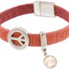 Gemshine - Damen - Armband - Frieden - Peace - WISHES - Rosenquarz - Rosa - Pink - Magnetverschluss