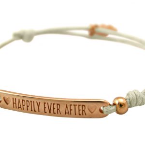 Gemshine - Damen - Armband - Gravur - HAPPILY EVER AFTER - Rose Vergoldet - Nude