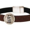 Gemshine - Damen - Armband - Happy - WISHES - Braun - Dunkel - Magnetverschluss