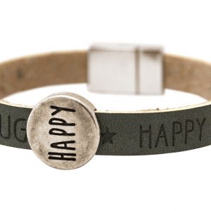 Gemshine - Damen - Armband - Happy - WISHES - Grau - Anthrazit - Magnetverschluss