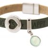 Gemshine - Damen - Armband - Herz - Liebe - WISHES - Chalcedon - Anthrazit - Grau - Magnetverschluss