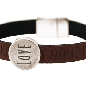 Gemshine - Damen - Armband - Love - Liebe - WISHES - Grau - Anthrazit - Magnetverschluss