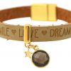 Gemshine - Damen - Armband - STAR - Stern - 925 Silber - Vergoldet - WISHES - Braun - Sand - Rauchquarz - Magnetverschluss