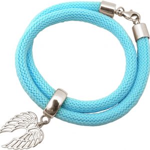 Gemshine - Damen - Armband - Wickelarmband - 925 Silber - Flügel - Blau