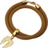 Gemshine - Damen - Armband - Wickelarmband - 925 Silber - Vergoldet - Flügel - Braun – Bild 3