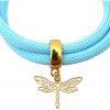 Gemshine - Damen - Armband - Wickelarmband - 925 Silber - Vergoldet - Libelle - Blau – Bild 3
