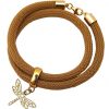 Gemshine - Damen - Armband - Wickelarmband - 925 Silber - Vergoldet - Libelle - Braun
