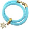 Gemshine - Damen - Armband - Wickelarmband - 925 Silber - Vergoldet - Schneeflocke - Blau