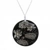 Gemshine - Damen - Halskette - Anhänger - Medaillon - Perlmutt - FLOWERS - 925 Silber - Schwarz - Weiß - 5 cm