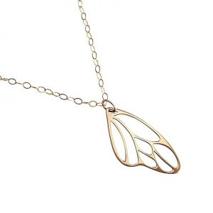 Gemshine - Damen - Halskette - Anhänger - Vergoldet - Schmetterlingsflügel - 4 cm