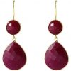 Gemshine - Damen - Ohrringe - 925 Silber - Vergoldet - Rubin - Rot - CANDY - Tropfen - 6 cm