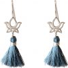 Gemshine - Damen - Ohrringe - Ohrhänger - 925 Silber - Lotus Blume - Quaste - Blau - YOGA - 4 cm