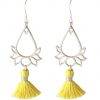 Gemshine - Damen - Ohrringe - Ohrhänger - 925 Silber - Lotus Blume - Quaste - Goldgelb - YOGA - 4,5 cm