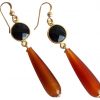 Gemshine - Damen - Ohrringe - Vergoldet - Karneol - Onyx - Orange - Schwarz - PARTY DROPS - 5 cm – Bild 3