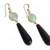 Gemshine - Damen - Ohrringe - Vergoldet - Onyx - Chalcedon - Schwarz - Meeresgrün - PARTY DROPS - 5 cm – Bild 4