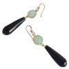 Gemshine - Damen - Ohrringe - Vergoldet - Onyx - Chalcedon - Schwarz - Meeresgrün - PARTY DROPS - 5 cm – Bild 5