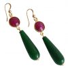 Gemshine - Damen - Ohrringe - Vergoldet - Rubin - Jade - Rot - Grün - PARTY DROPS - 5 cm – Bild 3