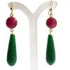 Gemshine - Damen - Ohrringe - Vergoldet - Rubin - Jade - Rot - Grün - PARTY DROPS - 5 cm – Bild 4