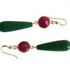 Gemshine - Damen - Ohrringe - Vergoldet - Rubin - Jade - Rot - Grün - PARTY DROPS - 5 cm – Bild 5