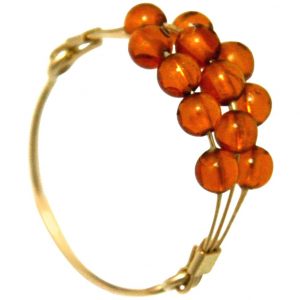 Gemshine - Damen - Ring - Vergoldet - Bernstein - Orange, Ringgröße:61 (19.4)
