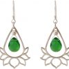 GEMSHINE Damenohrringe aus 925 Silber mit YOGA Lotusblumen und Turmalin Quarzen. Edelsteine hervorragender Qualität und Farbe. Made in Madrid / Spanien. Im eleganten Schmucketui und Geschenkverpackung