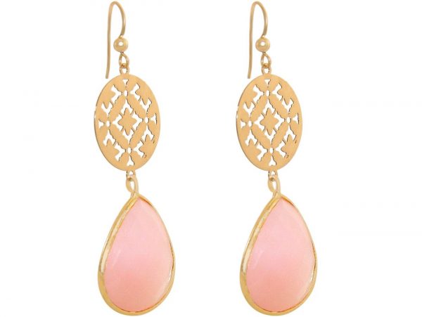 GEMSHINE Damenohrringe mit Mandalas und Rosenquarz Edelsteinen hervorragender Qualität. Ohrhänger. Made in Madrid / Spanien. Im eleganten Geschenketui geliefert., Metall Farbe:Silber vergoldet – Bild 3