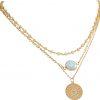 GEMSHINE Halskette Choker mit facettierten Mondsteinen und Mandala. 925 Silber oder hochwertig vergoldet. Qualitätsvoller Schmuck Made in München / Deutschland, Metall Farbe:Silber vergoldet – Bild 3