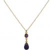GEMSHINE Halskette mit Amethysten, violett und lila. Edelstein Tropfen Anhänger hochwertig vergoldet an 45 cm Kette. Made in München / Deutschland. Im edlen Etui geliefert. Auch als SET mit Ohrringen.