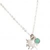 GEMSHINE Halskette mit Einhorn und Chalcedon Edelstein. Anhänger aus 925 Silber an einer 45cm Halskette. Made in Spanien.