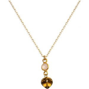 GEMSHINE Halskette mit Rauchquarz und Citrin. Edelstein Tropfen Anhänger hochwertig vergoldet an 45 cm Kette. Made in München / Deutschland. Im edlen Etui geliefert. Auch als SET mit Ohrringen.