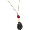 GEMSHINE Halskette mit Rubin und Labradorit. Tropfen Anhänger aus 925 Silber oder hochwertig vergoldet an 60cm Kette. Made in München / Deutschland. Im edlen Etui geliefert. Auch als SET mit Ohrringen – Bild 5