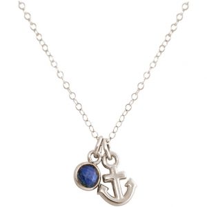 GEMSHINE Maritim Nautics Halskette mit Anker aus 925 Silber, hochwertig vergoldet oder rose im Navy Stil mit blauem Saphir - Made in Madrid, Spanien, Metall Farbe:Silber