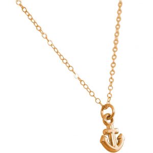 GEMSHINE Maritim Nautics Halskette mit Anker aus 925 Silber, hochwertig vergoldet oder rose Navy Stil - Made in Madrid, Spanien., Metall Farbe:Silber vergoldet
