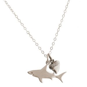 GEMSHINE Maritim Nautics Halskette mit Haifisch und Haifischzahn aus 925 Silber, hochwertig vergoldet oder rose im Navy Stil - Made in Madrid, Spanien, Metall Farbe:Silber