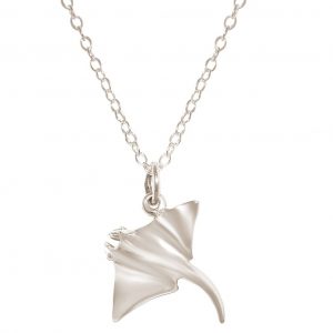 GEMSHINE Maritim Nautics Halskette mit Manta Rochen aus 925 Silber, hochwertig vergoldet oder rose im Navy Stil - Made in Madrid, Spanien, Metall Farbe:Silber