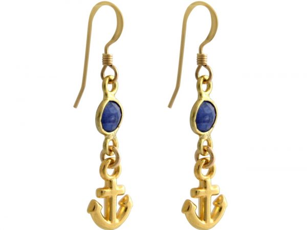GEMSHINE Maritim Nautics Ohrringe mit Anker Ohrhänger in 925 Silber, hochwertig vergoldet oder rose im Navy Stil mit blauen Saphiren - Made in Madrid, Spanien – Bild 5