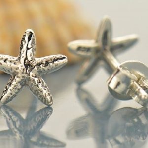 GEMSHINE Maritim Nautics Ohrstecker mit Seesternen aus 925 Silber, hochwertig vergoldet oder rose im Navy Stil - Ohrringe Made in Madrid, Spanien, Metall Farbe:Silber