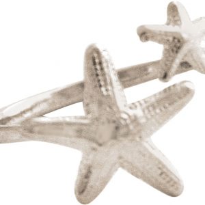 GEMSHINE Maritim Nautics Ring mit Seesternen in Silber im Navy Stil - Gößenverstellbar - Made in Madrid, Spanien
