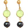 GEMSHINE Ohrclips Ohrringe mit Chalcedon und Tahiti Perlen. Hochwertig vergoldete Tropfen Ohrhänger. Made in München / Deutschland. Im eleganten Schmucketui geliefert.