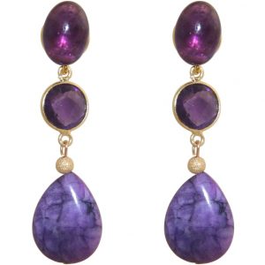 GEMSHINE Ohrringe mit Amethyst Edelstein Tropfen Ohrhänger aus 925 Silber, vergoldet, rose vergoldet. Made in München / Deutschland. Im eleganten Schmucketui geliefert. Auch als SET mit Halskette.